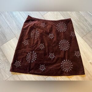 Boden Velvet Eyelet Embroidered A-Line Skirt | 18R Fig / Blue